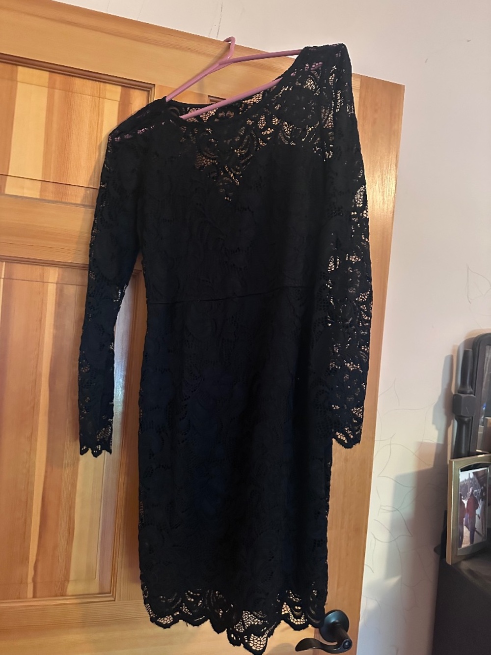 Black lace mini dress